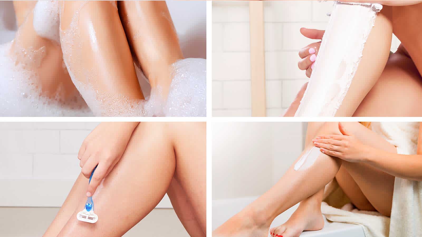 Le processus de rasage en 4 étapes comprend le lavage, l’application du gel à raser, le rasage proprement dit et l’hydratation | Venus Le processus de rasage en 4 étapes comprend le lavage, l’application du gel à raser, le rasage proprement dit et l’hydratation | Venus