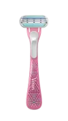 Rasoir rose à 3 lames avec une tête de rasoir ovale contenant une bande lubrifiante