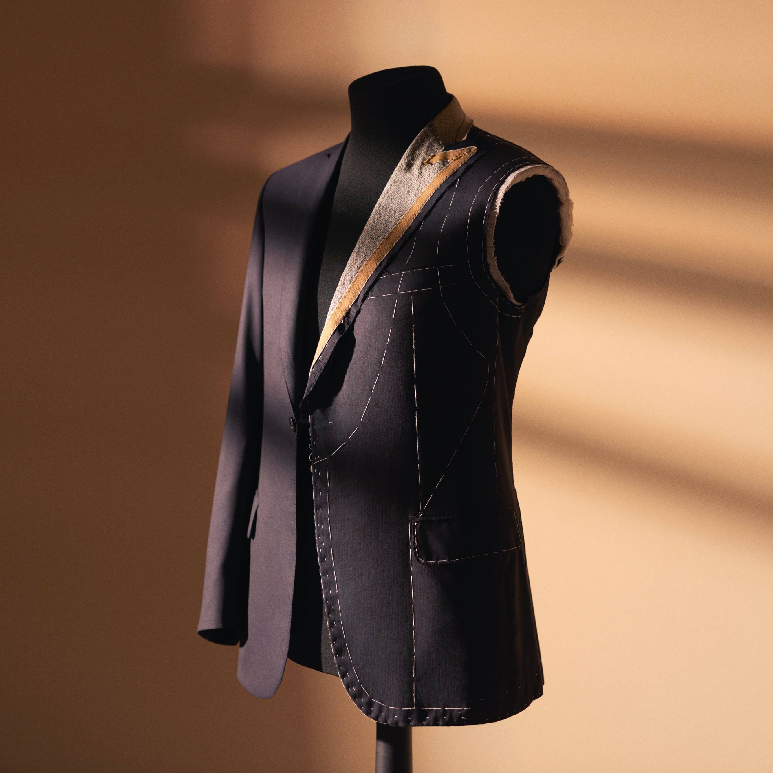 A tailor bust with a basted Brioni Bespoke jacket