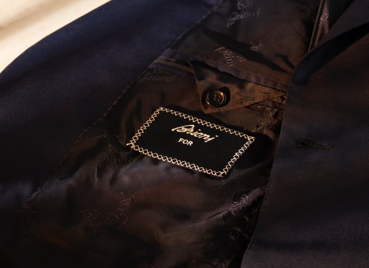 A Brioni Bespoke jacket with customised label