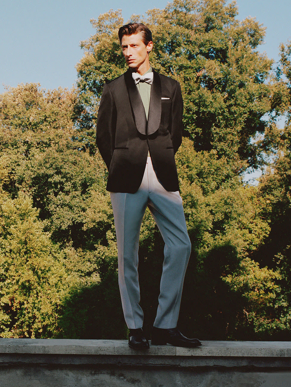 Male model wearing an eveningwear outfit.