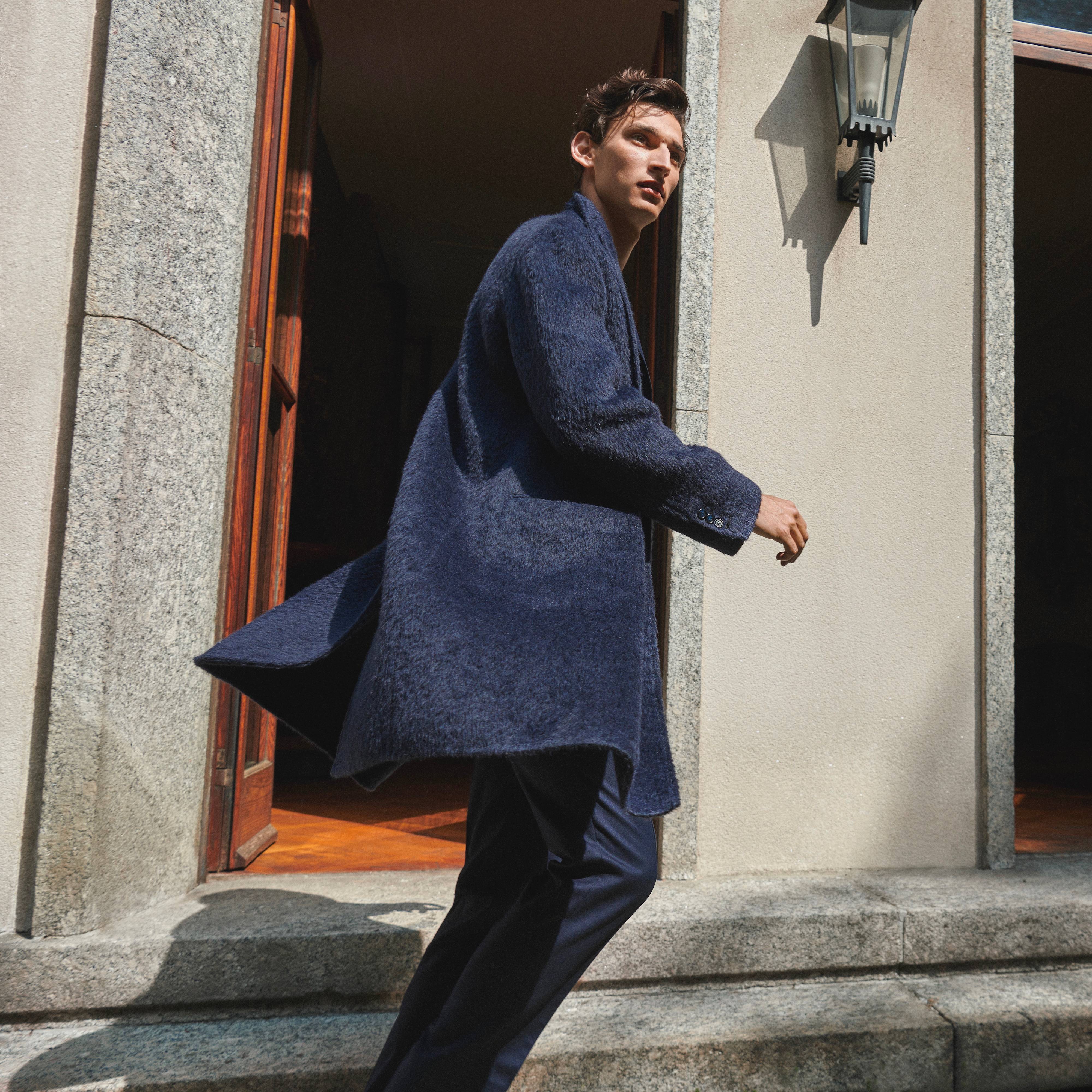 model wearing salomone coat