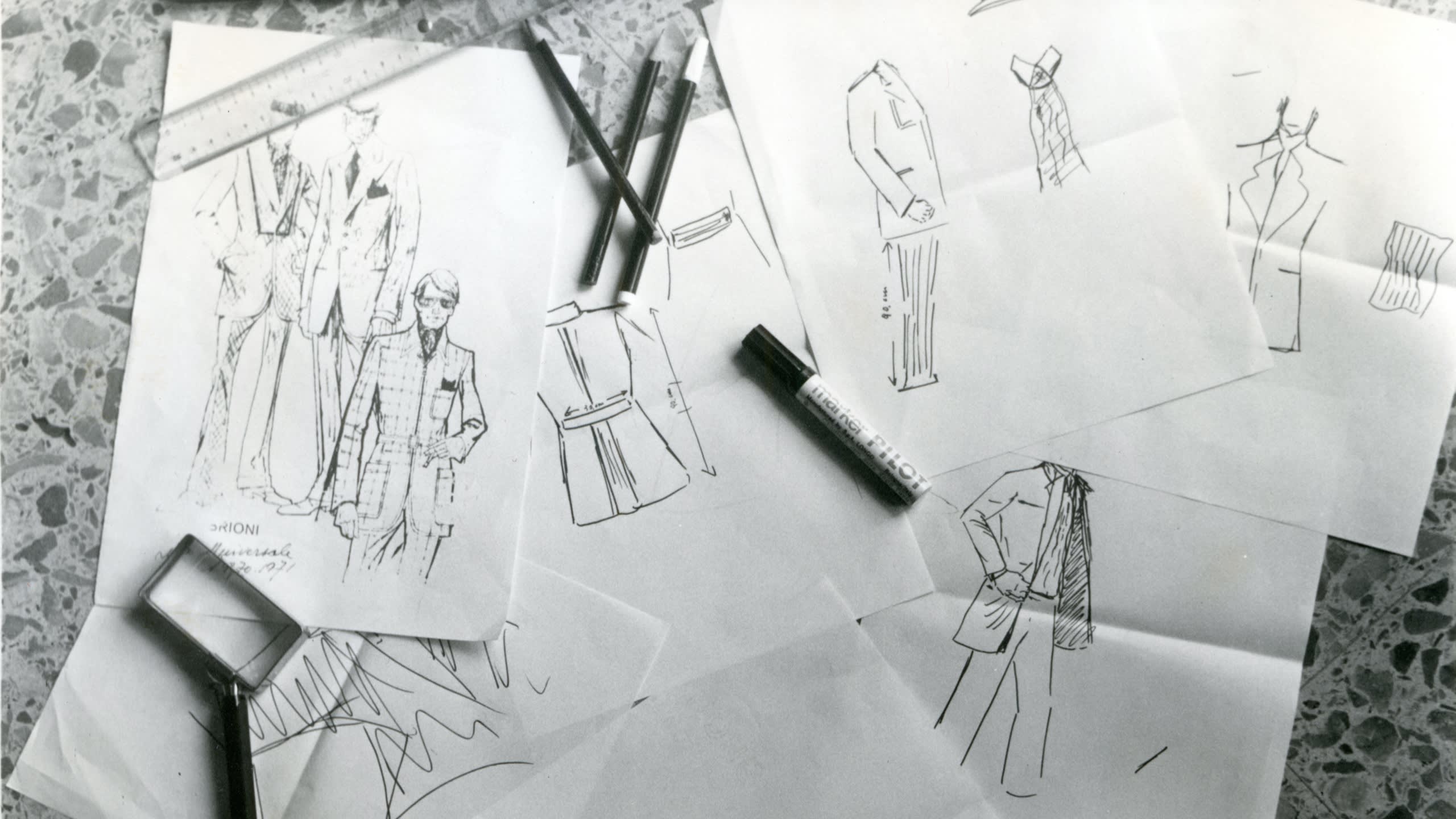 Brioni sketches from the 1970s