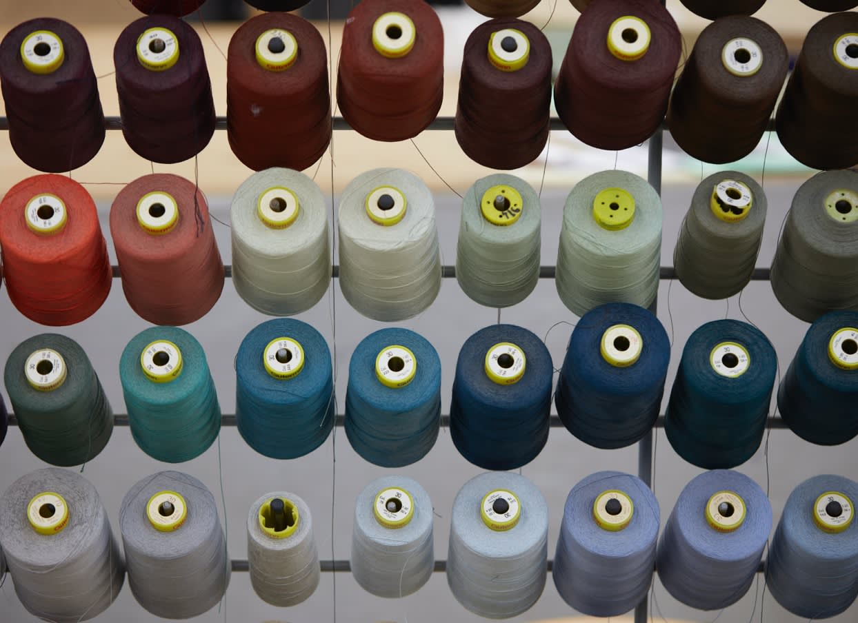 A selection of silk threads in different colours