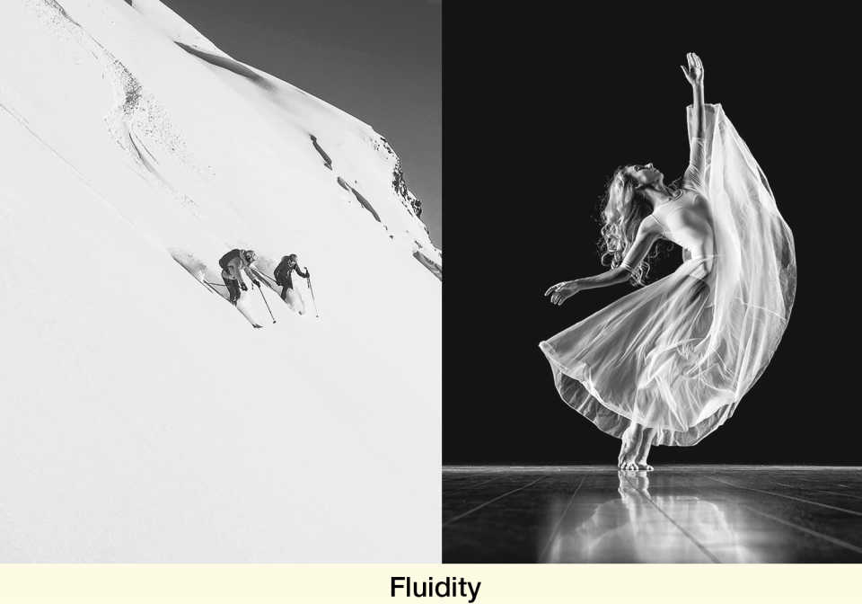 Create contrasts with fluid, organic spaces and surfaces that explore movement and surprise