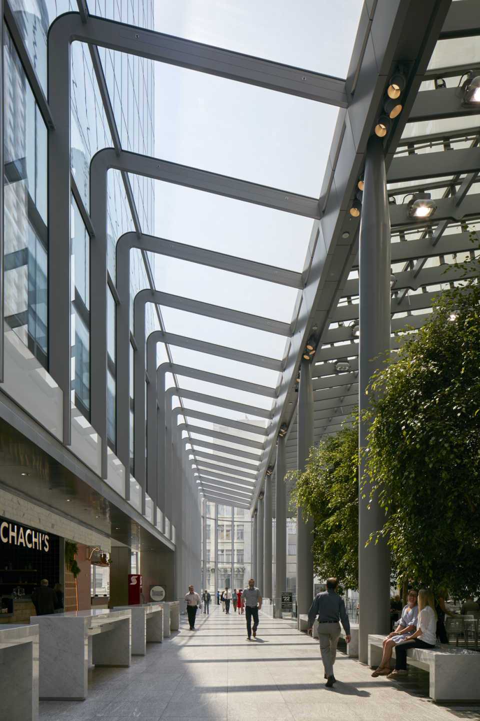 The amenities are concentrated within the wintergarden pavilion