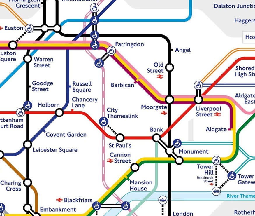 London Underground modern tube map is based on the graphic principles set out by Harry Beck in 1931. Credit: TfL
