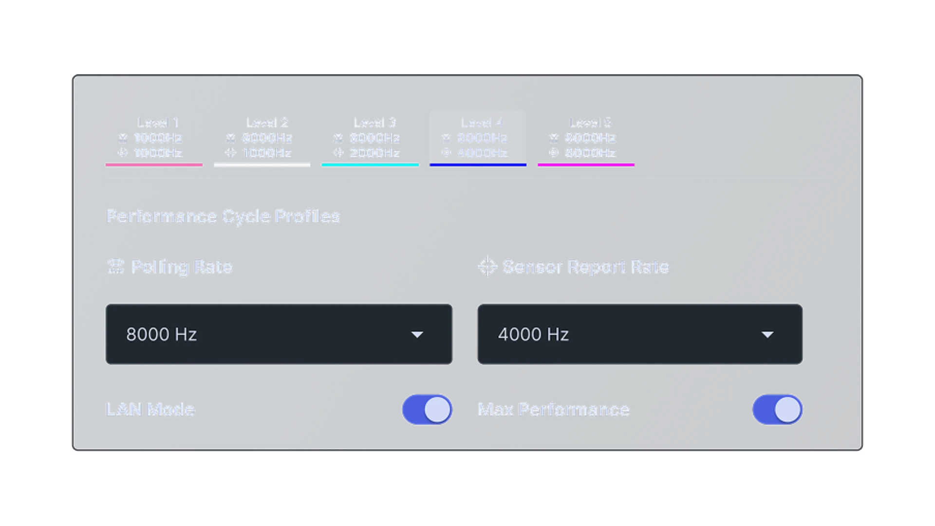 Companion software interface with settings for independent X-Y DPI, lift-off distance, Smart DPI, and Sensitivity Matcher.