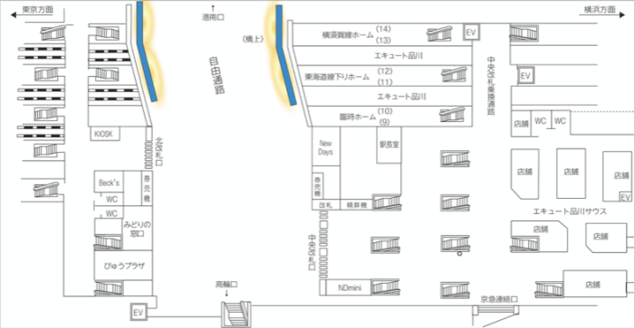 品川駅自由通路セットサイネージ map
