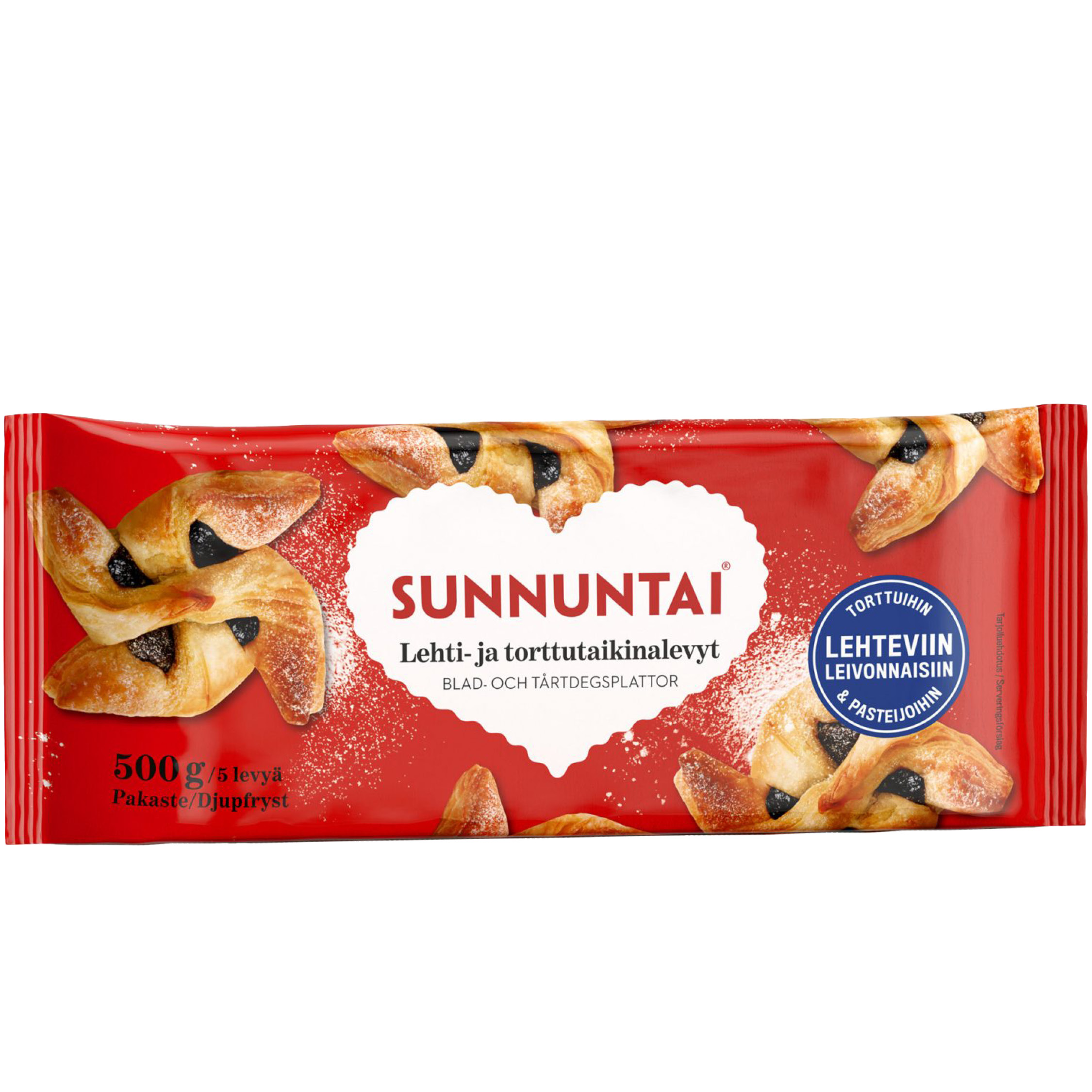 Sunnuntai Lehti- ja torttutaikinalevyt 5 kpl/500 g, vegaaninen.