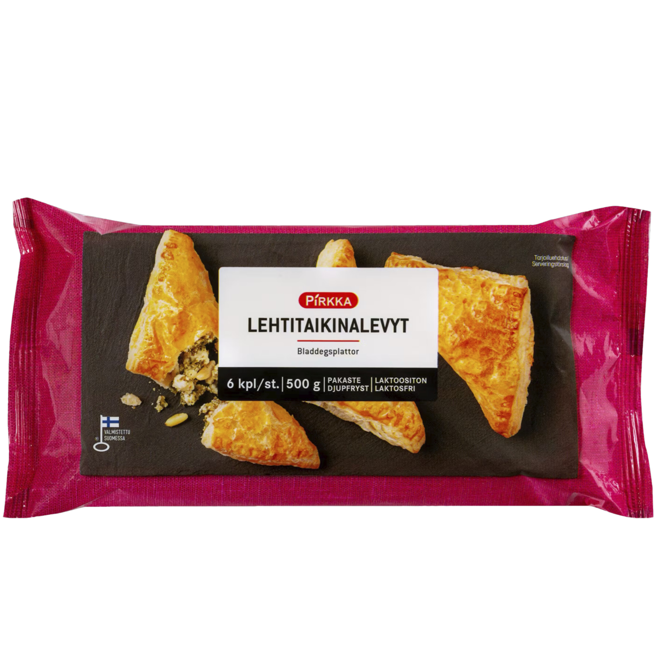 Pirkka lehtitaikinalevyt 6 kpl/500 g, vegaaninen.