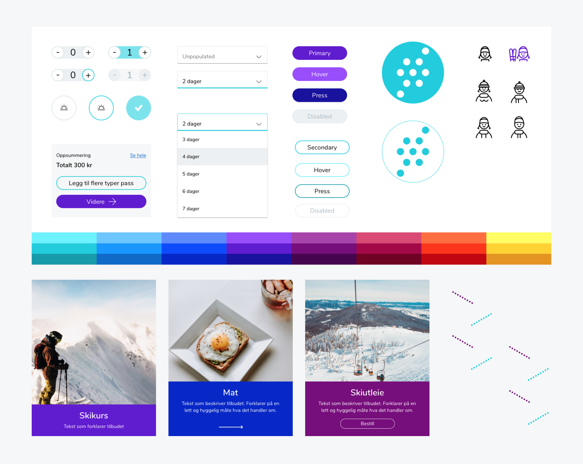 Screenshot of Snø's website showcasing some of the design elements