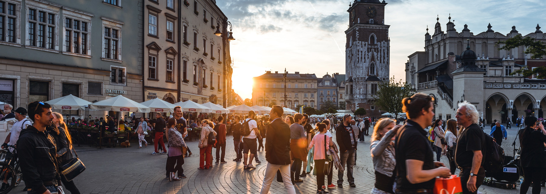 Photo of people in Kraków city centre.