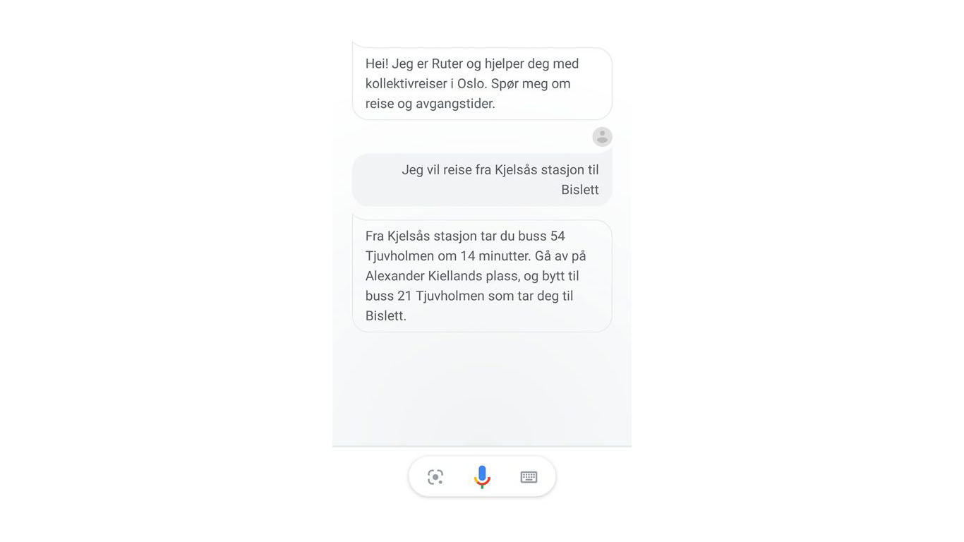Example from the new Ruter-app dsiplayed on a smart phone.