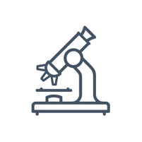 Illustrated icon of a microscope