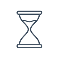 Illustrated icon of an hourglass