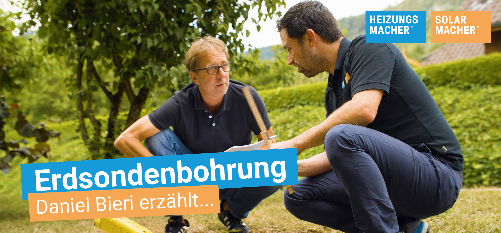 Titelbild Erdsondenbohrung Projekt Erfahrungsbericht von Daniel Bieri mit Geschäftsführer Thomas Schweingruber