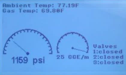 photo of the gauge screen