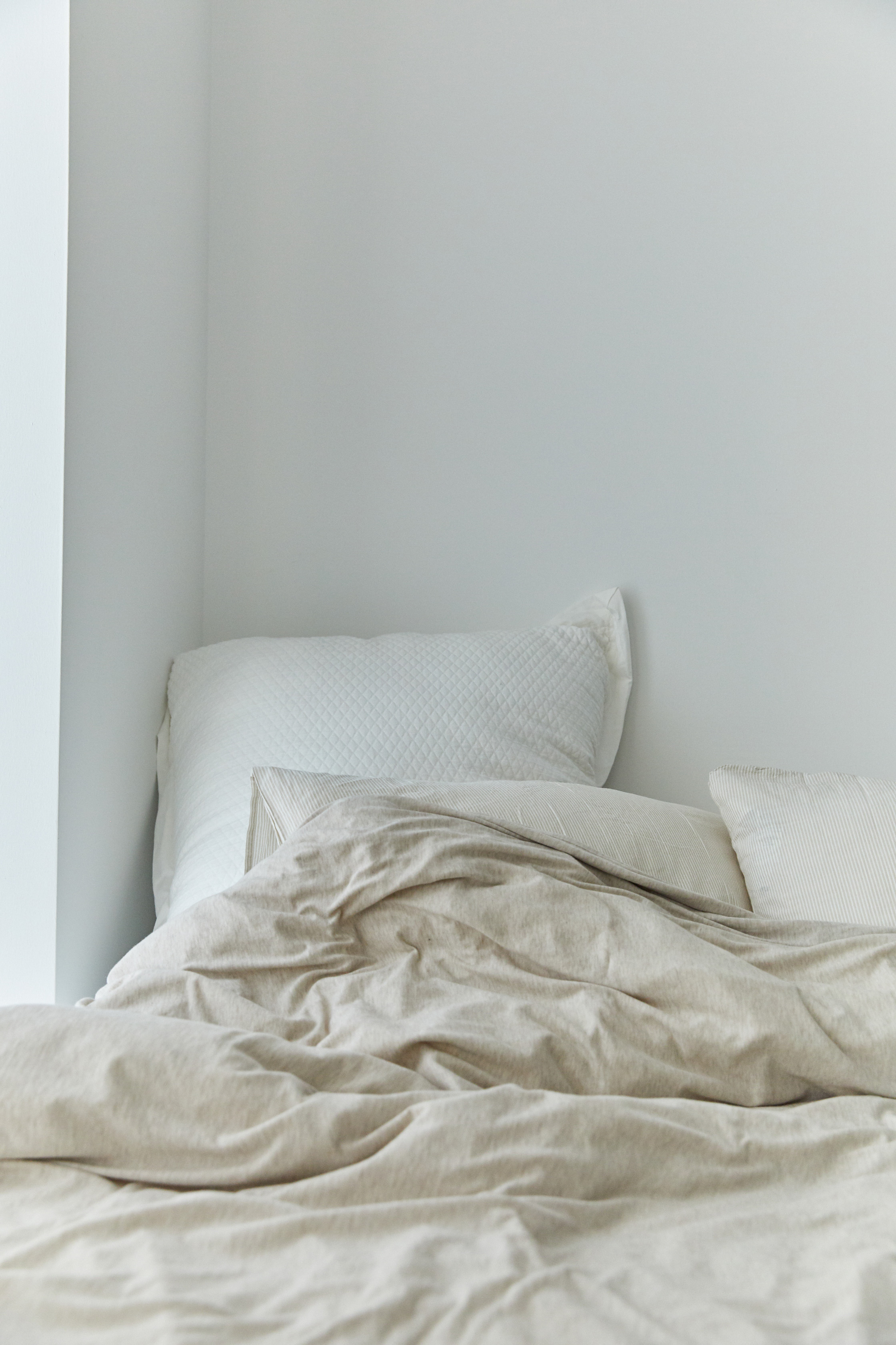 the bed in neutrals.