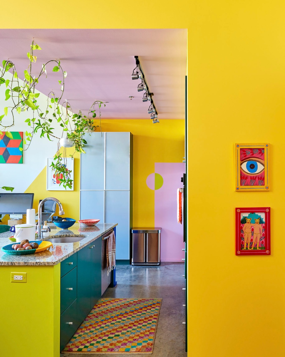 Michelle & Forrest chose an initial color palette as they began painting the space to make sure the bright colors felt right next to each other.