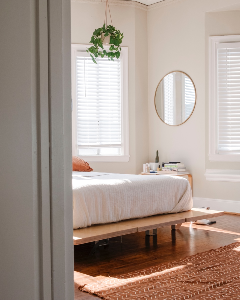 A Floyd bed in a soothing apartment.