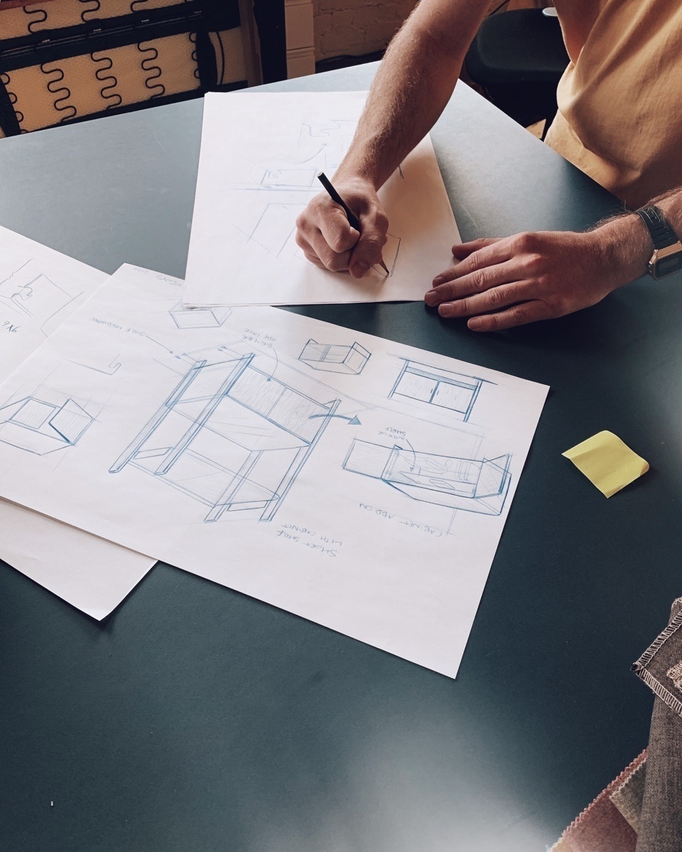 The design process begins with sketching.