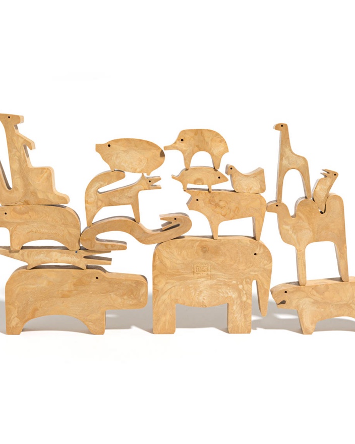 16 animals puzzle, disassembled.