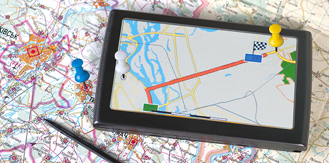 GPS navigation device with map