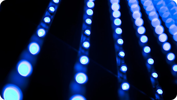 Sim3d - abstract row of blue dots