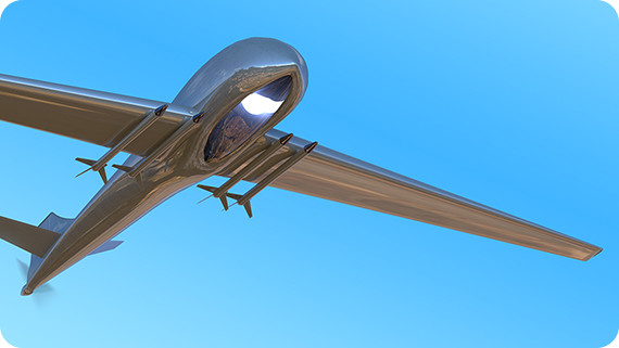 GSS7725 unmanned ariel drone flying in the sky