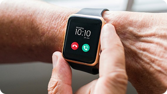 Smart watch on wrist following production testing with the Spirent GSS6300