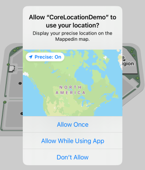 Pop-up for requesting location permissions on iOS