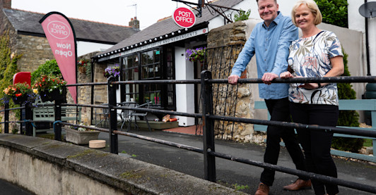 Sean Hudson in front of West Boldon Post Office Sean Hudson in front of West Boldon Post Office