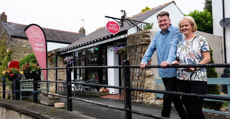 Sean Hudson in front of West Boldon Post Office Sean Hudson in front of West Boldon Post Office