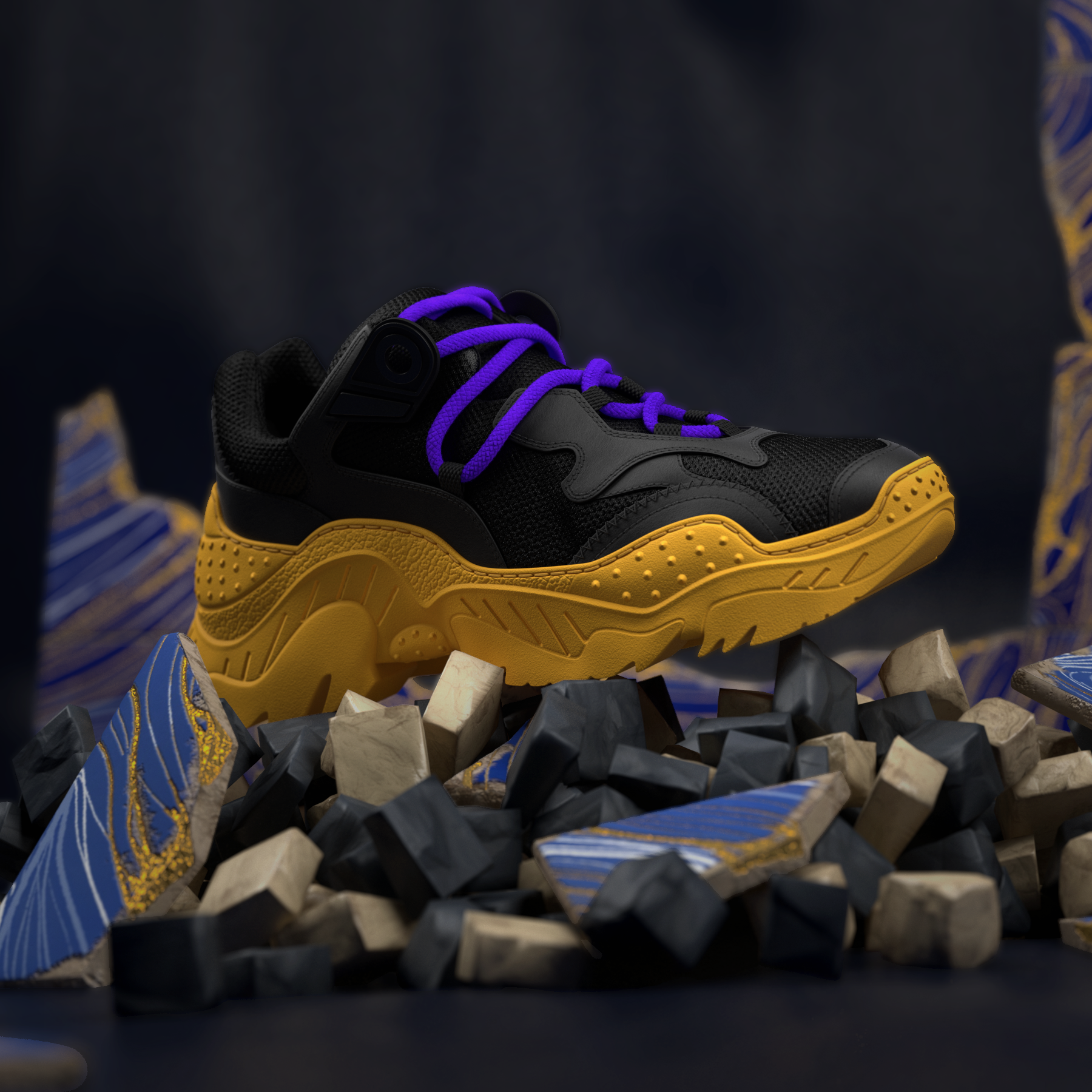 Full sneaker, side view.