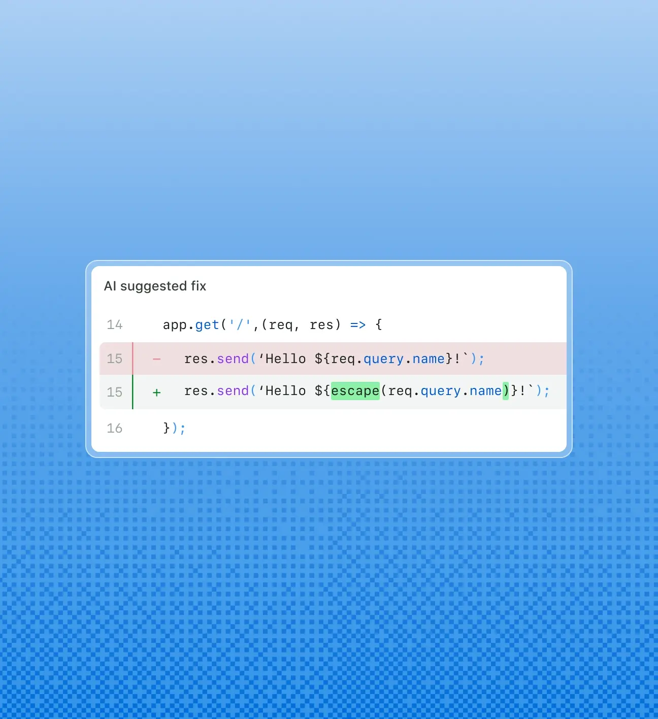 The image displays a code snippet from a JavaScript file named "collection.js" located in the "routes" directory. The code is highlighted in three steps, with Step 1 being the focus. In Step 1, the variable "jsonQuery" is assigned the value of "req.query.query". The code snippet includes four lines where variables are defined and assigned values from the request query object. The background has a gradient blue color.