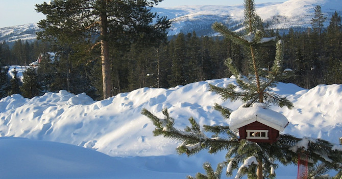 Utsikt från Maries hus i Malmberget i april!