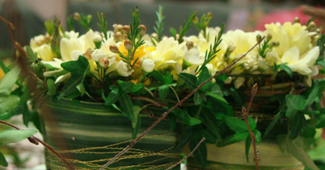En kul installation på mässan som hette Blommigt kafferep, arrangerat av elever från floristutbildningen, praktiska gymnasiet i Gävle. Jättefint! Foto: Katarina Kihlberg