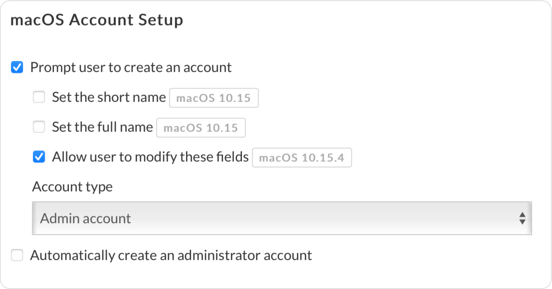 macOS Account Setup