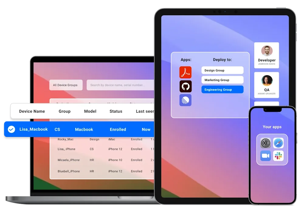 fleet of apple devices showcasing simplemdm ui