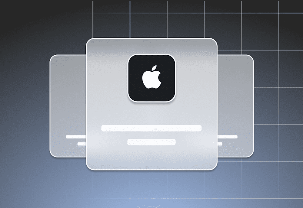 Apple logo on a gray background
