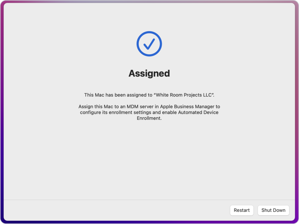 assigned successful in apple business manager