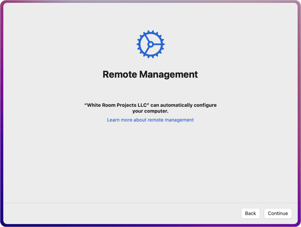 Remote Management screen