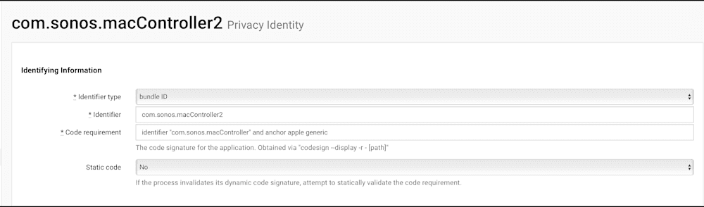 Example Privacy Identity profile in SimpleMDM