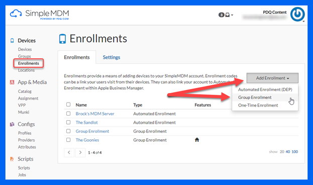 Make sure you have a group enrollment already configured