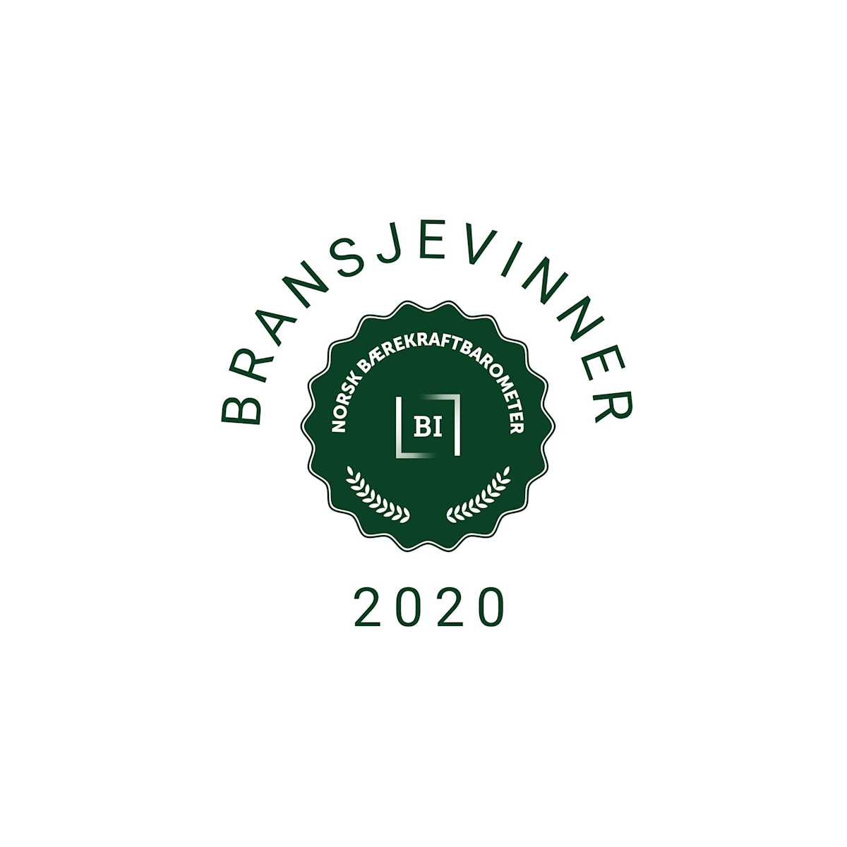 Logo av Norsk bĂŠrekraftbarometer bransjevinner 2020