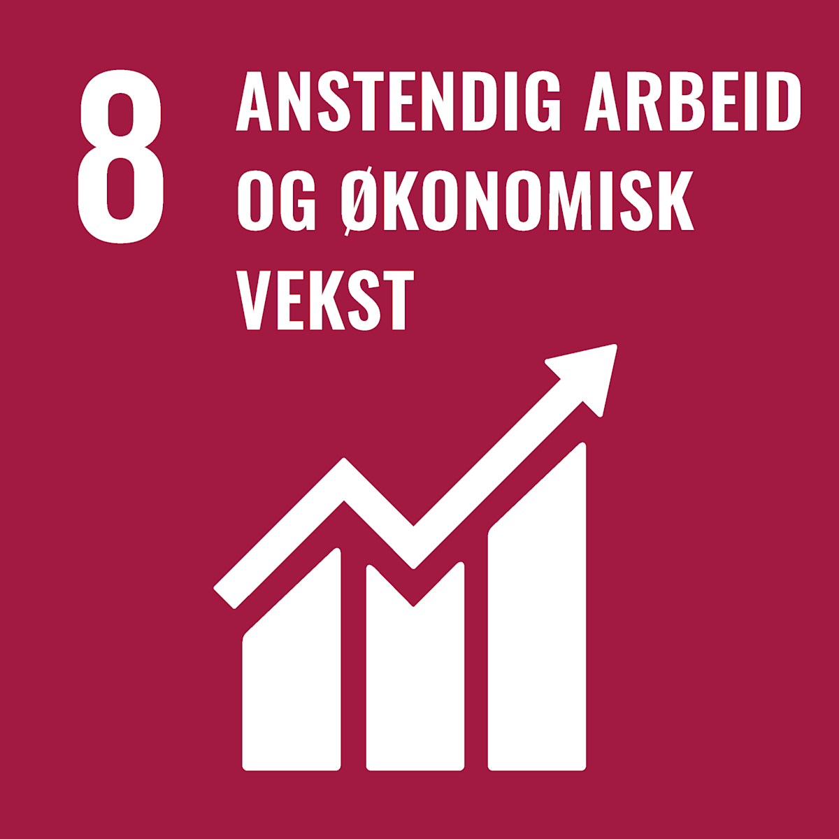 grafik av FNs bÊrekraftmÄl 8 - Anstendig arbeid og Þkonomisk vekst