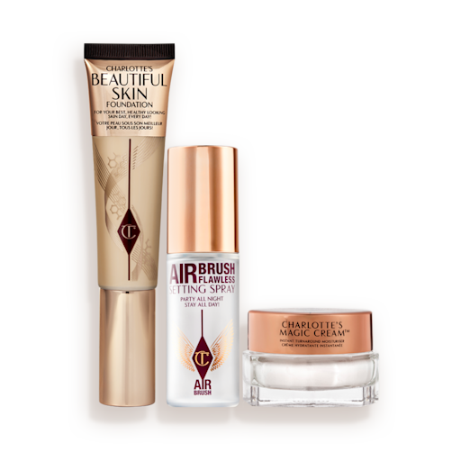 Beautiful Skin Foundation, Setting Spray and Magic Cream packaging Beautiful Skin Foundation, Setting Spray and Magic Cream packaging
