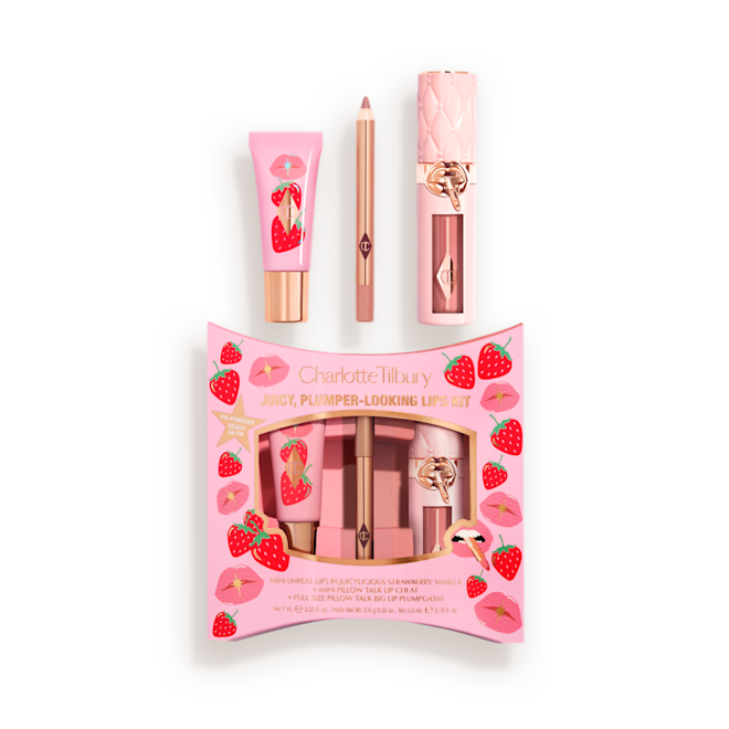 Juicy Plumper Looking Lip Kit Box + Products Packshot Juicy Plumper Looking Lip Kit Box + Products Packshot