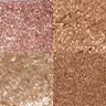 Luxury Palette of Pearls in Cosmic Pearl swatches Swatches of four eyeshadows in matte and shimmery shades of peachy-pink, dusky rose, warm burgundy, and teal blue-brown.